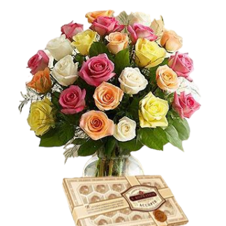 25 colorful roses with chokolates | Flower Delivery Irkutsk