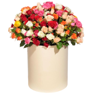 Mixed roses in a hatbox | Flower Delivery Irkutsk