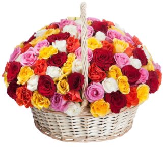 51 colorful roses in the basket | Flower Delivery Irkutsk